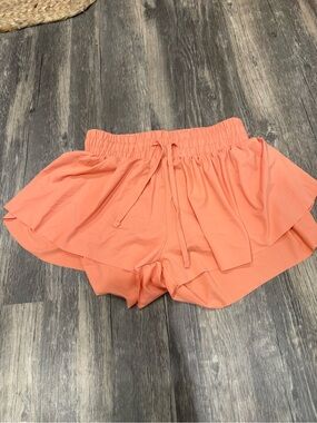 Girls  Coral Layered Ruffle Shorts